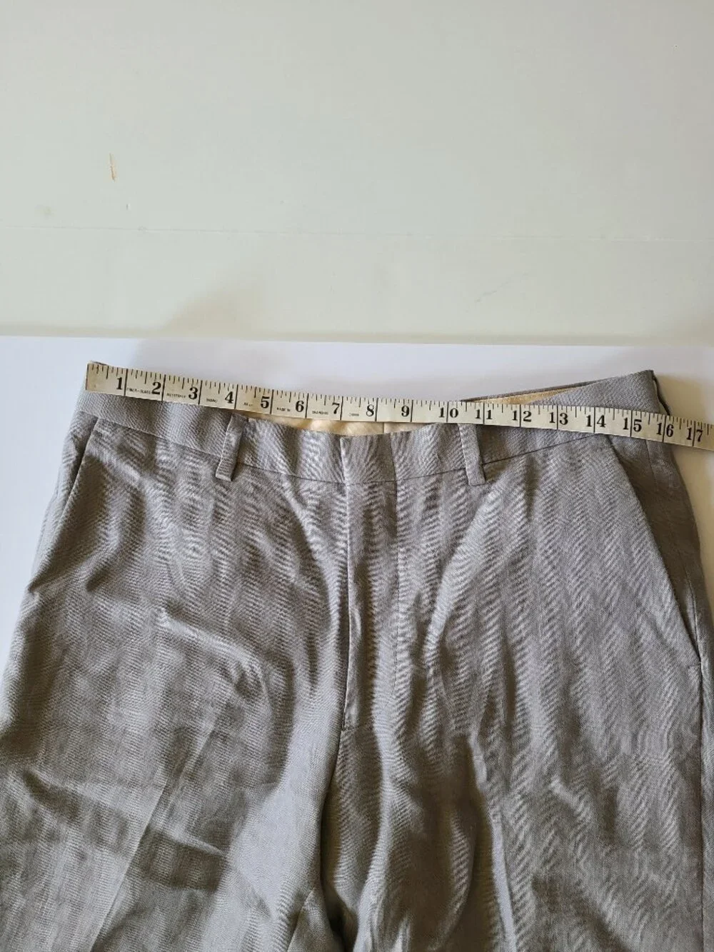 Men's J Crew Linen Dress Pants Actual 31 x 35.5 Light Grey Flat Front Lined